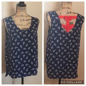 Nautical anchor sleeveless top